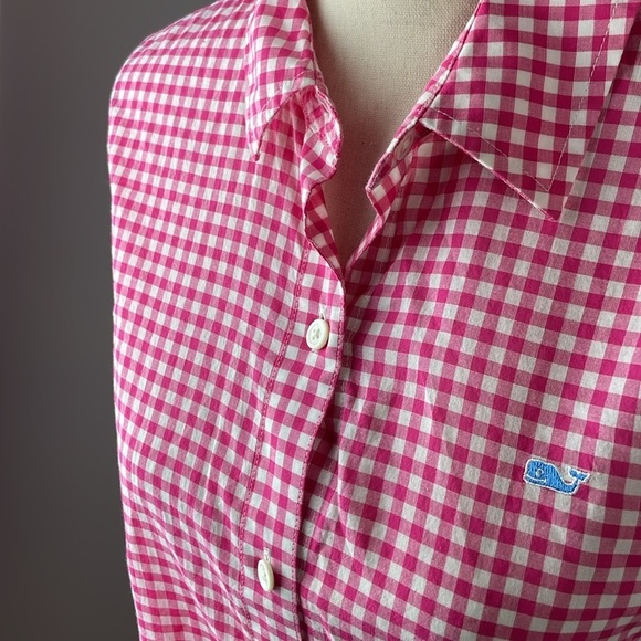 Vineyard Vines Women Long Sleeve Button Down Shirt SZ 4 Relaxed Bright Pink - Picture 6 of 14